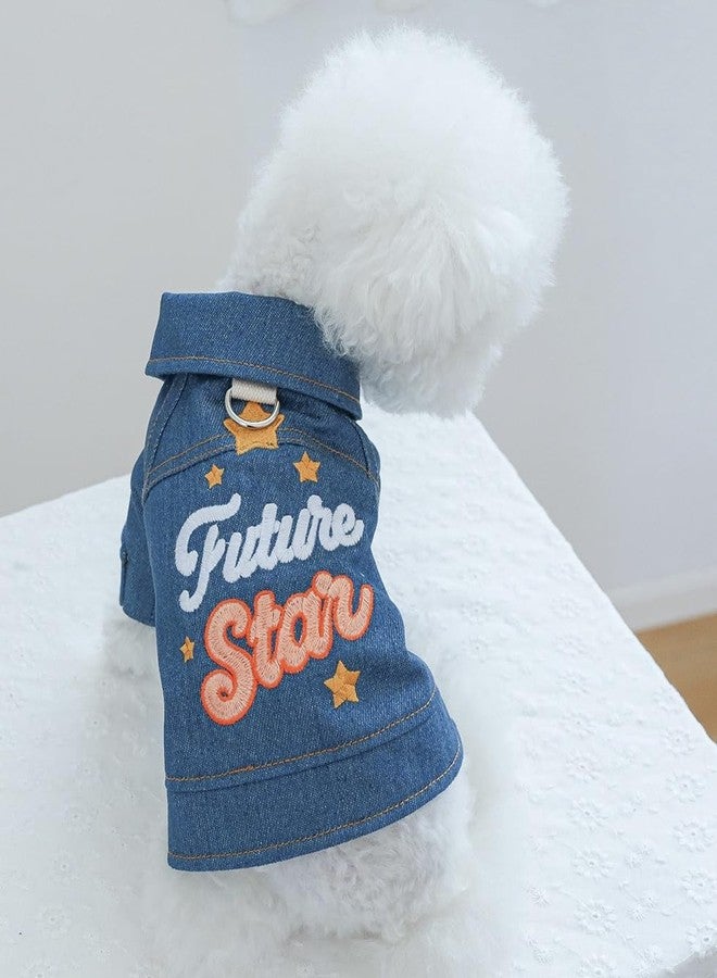 PETANGEL Small Dog Jeans Jacket Cool Blue Denim T-Shirt,Classic Royal Denim Tank Top Lapel Vest Dog Shirt Puppy Costume for Shihtzu,King Charls, French Bulldog etc & Cats (XL, Chest:50-55cm),1 Count - Image 3